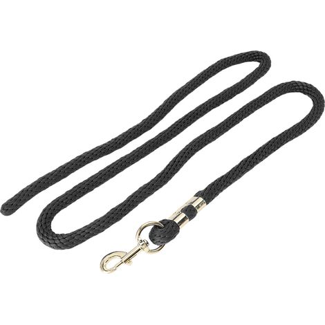 Longe pour cheval de 2 m, anti-casse, antidérapante, avec crochet pour la marche et le dressage (noire). (1/5)