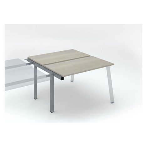 Pôle de 2 bureaux droits chêne gris L 120 x P 60 cm, piétement métal aluminium - Arch - Elément suivant - Maxiburo