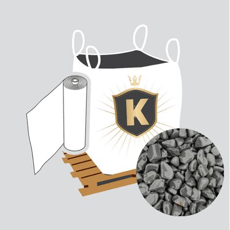 Kit Galets noir + géotextile = 1 Big Bag galet noir 12/25 1.5T [environ 20m2 sur 5cm d'épaisseur] + 1 géotextile 25m2 (1/3)