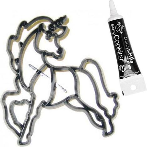 Emporte-pièce Licorne à assembler + Stylo de glaçage noir