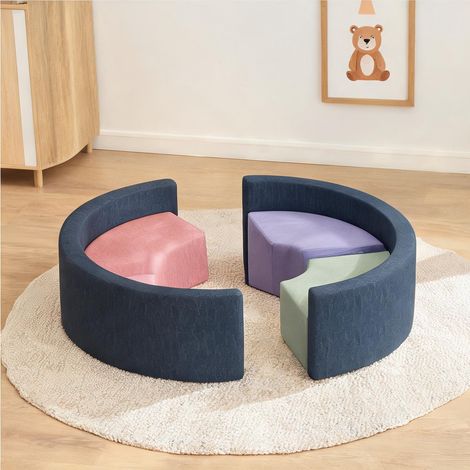 Parcours de motricité bébé 7 pièces en mousse velours côtelé (1/5)