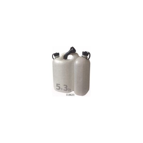 Tanica carburante e olio bianca doppio uso 5lt + 3lt tubo prolunga codice 018620
