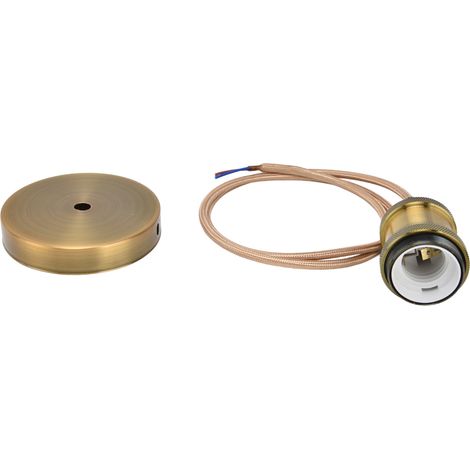 Suspension luminaire rétro, douille en aluminium doré, E27 à visser avec câble, pour plafonnier LED (sans ampoule, 100-240V) (1/5)