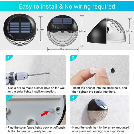 4er-Set LED-Solar-Wandleuchten, Außenwandleuchten, IP65 wasserdicht, dekorative Wandbeleuchtung, warmweißes Licht, Zaunbeleuchtung, Wand-, Terrassen- und Gartenbeleuchtung (1/4)