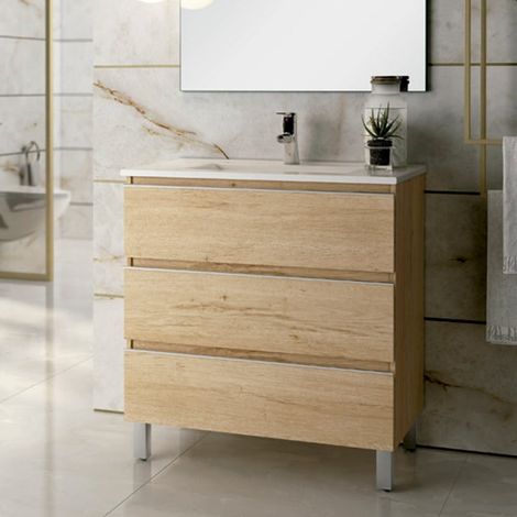 BATHME MADISON TOP Mueble de Baño con Lavabo 3 Cajones Bambú - Medida: 70 CM - ref: CNB216UU+SA.LIECO7146