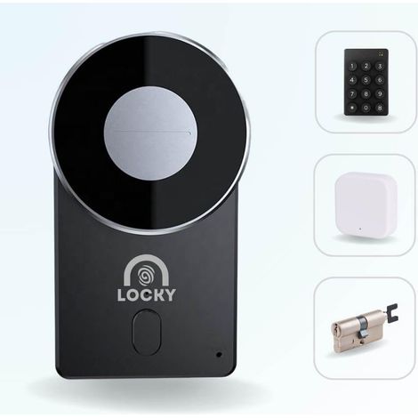 Pack serrure connectée LOCKY-4 Smart Lock 2.0 + Clavier sans fil + Passerelle + Cylindre ajustable