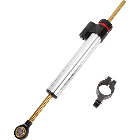 Ammortizzatore stabilizzatore di sterzo per moto, maggiore sicurezza, maggiore stabilità, controllo sensibile, regolabile, in lega di alluminio, colore argento.