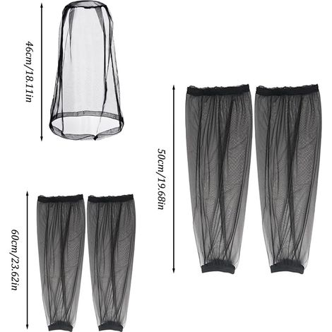 Housse anti-moustique, ensemble de 5 housses anti-moustiques respirantes, manches et protège-jambes, y compris sac de rangement, adapté au camping et à la pêche en plein air (gris)