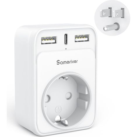 4 en 1 Adaptateur Prise Americaine, France vers USA avec 2 USB et 1 Type C (3,4A) et 1 Prises, pour Canada Mexique Thaïlande Type B (1/5)