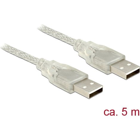 Delock cable usb 2.0 tipo-a macho usb 2.0 tipo-a macho de 5 m transparente