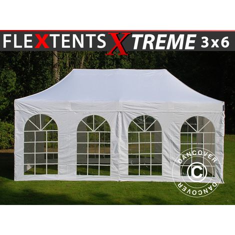 Pop up gazebo FleXtents Xtreme 50 Vintage Style 3x6 m White, incl. 6 sidewalls (1/2)