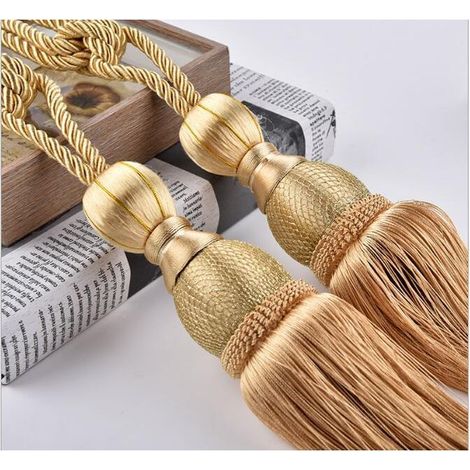 1 paire de pompon rideau cravate corde rideau boucle cravate / gland fenêtre coton corde cravate boule (or)