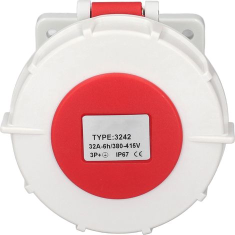 Connecteur industriel encastrable triphasé 4 broches 32A IP67 étanche ignifuge prise AC380-415V (1/5)