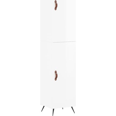 Maison Exclusive - Buffet haut Blanc brillant 34,5x34x180 cm Bois d'ingénierie (1/5)