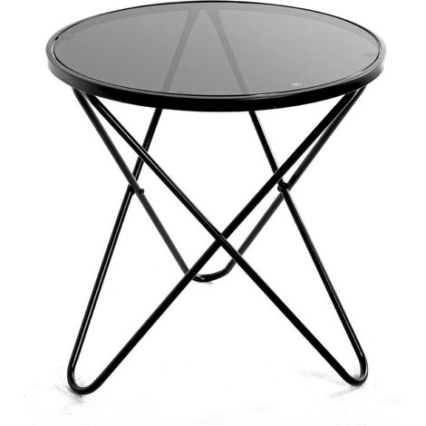 Table Basse en Verre "Théo" 56cm Noir (1/3)