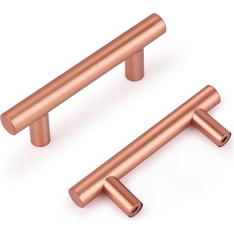 Möbelgriffschiene für Schrankschubladen, Stahl, 100 mm, 10 Stück, Roségoldfarben