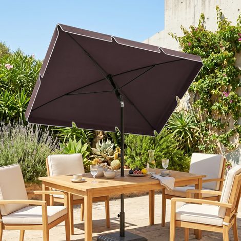 Parasol de Jardin Rectangulaire Orientable, Mât en Aluminium, 2x1.3x2.5 m, Marron et Noir (1/5)