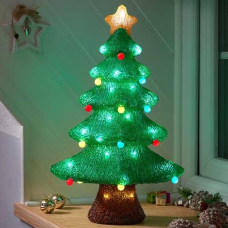 46cm Battery Powered Light up Christmas Bauble Tree with 60 Cool White LEDs (1/2)