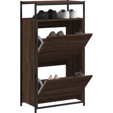 Schuhschrank Braun Eichen-Optik 60x34x112 cm Holzwerkstoff