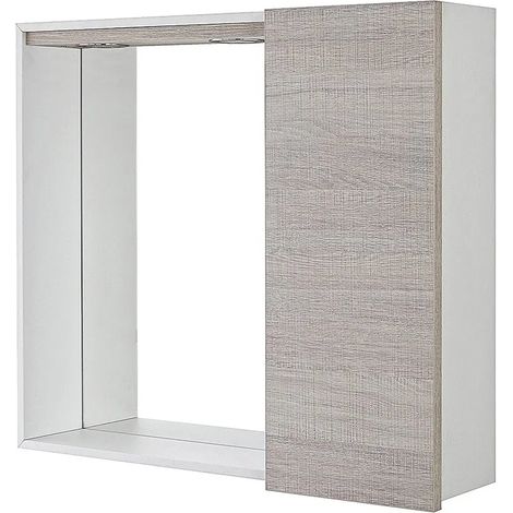 Specchio contenitore 68x61 cm rovere chiaro con pensile e LED Way (1/5)