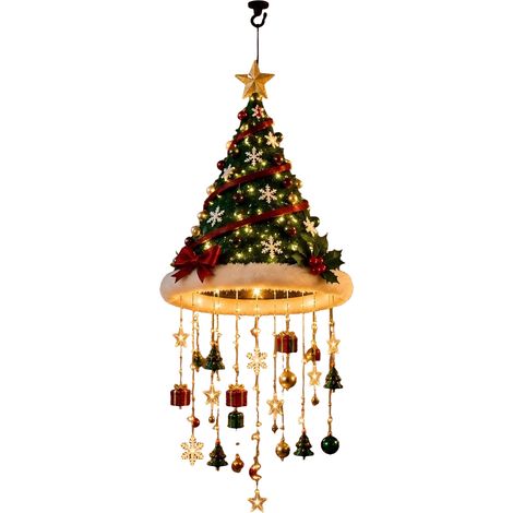 Lámpara colgante con forma de gorro de Papá Noel con bombillas LED, ideal para fiestas navideñas y otras ocasiones especiales en casa. (1/5)
