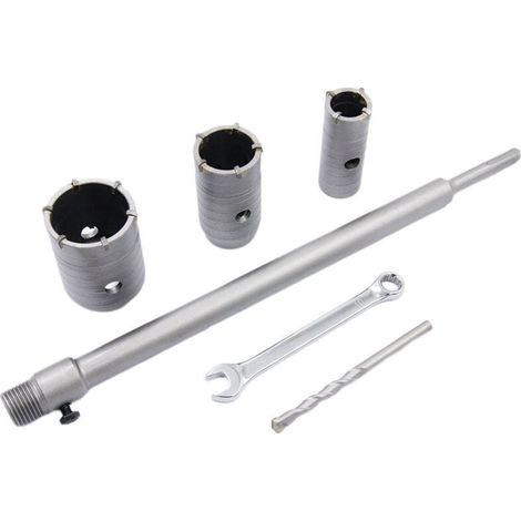 Lochsägen-Set, SDS-Plus-Bohrer für Beton (30 mm, 40 mm, 50 mm und 350 mm) mit Verlängerung und Hartmetallspitze, Lochsäge für Ziegel, Stein, Beton und Zement (1/3)