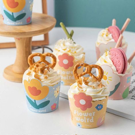 75 moules à muffins à motif floral, avec supports en papier pour la cuisson au four domestique (1/4)