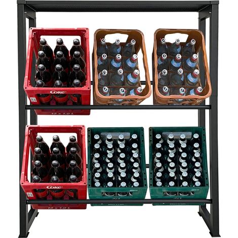 Getränkekistenregal 104x30x129cm mit Ablage für 6 Kästen Getränkekistenhalter Standregal (1/5)