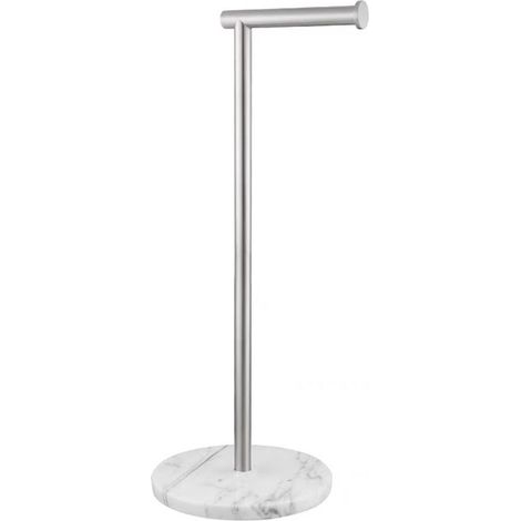 Support de Papier Toilette avec Base lestée en marbre Naturel, Porte-Rouleau de Papier Toilette autoportant avec réserve, Support de Papier Toilette sur Pied avec Rangement (Nickel brossé) (1/5)