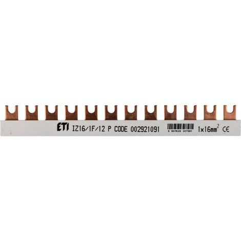 Sbarra di collegamento a forcella 1P 100A 16mm2 (12 moduli) IZ16/1F/12/P 002921091