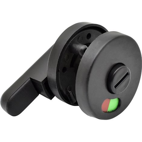 Verrou porte WC avec témoin d'occupation, couleur anthracite, lot de 1, mécanisme de sécurité pour salle de bain, finition noire, indicateur rouge/vert, serrure intérieure pratique