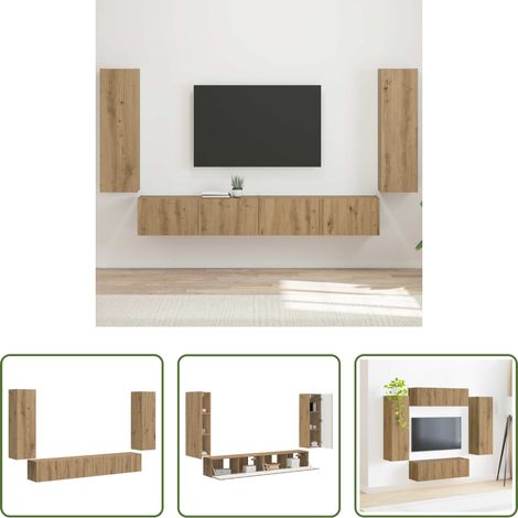 Meuble mural salon - Ensemble de meuble TV mural Montage mural 4 pcs Chêne artisanal (1/5)