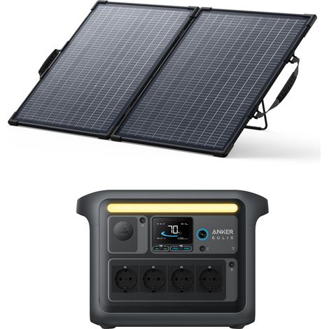 Kit Anker SOLIX C1000X con Pannello Solare Bifacciale 100W - Generatore Solare 4x1800W