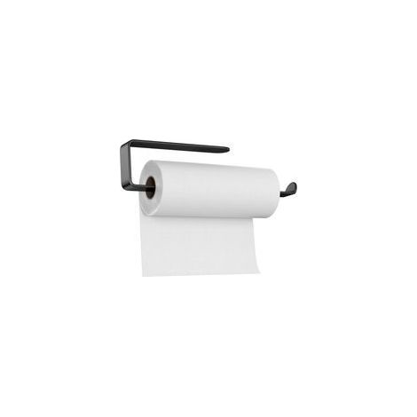 Porta rotolo di carta assorbente da parete nero – Autoadesivo o resistente alla foratura, staffa in alluminio per cucina (1/5)