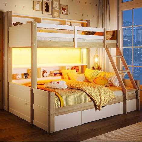 letto salvaspazio 90x200 140x200 cassetto LED bianco HAVRYA (1/5)