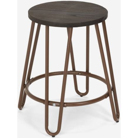 Taburete de madera de metal de diseño industrial para bares, restaurantes, cocinas Carbon One - Marrón