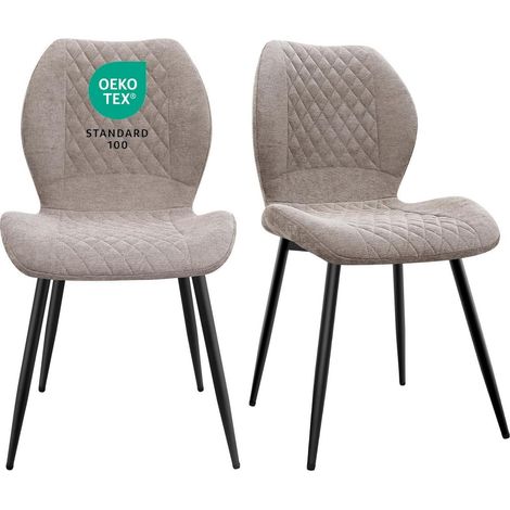 Esszimmerstühle 2er Set, gepolsterte Leinenstühle, ergonomisch, braun (1/5)