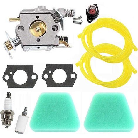 Carburateur pour tronçonneuse Partner 350 351 370 390 420 McCulloch 333 335 338 Poulan 050 2055 2115, pompe d'amorçage, bougie, kit carburateur (1/5)