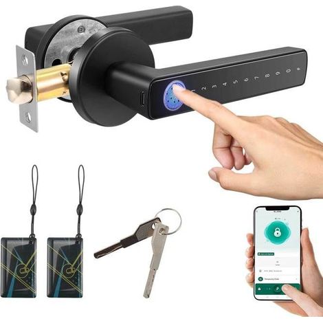 Serrure Connectée - serrure biométrique 6 en 1, serrure intelligente pour portes d'une épaisseur de 30 à 55 mm (1/4)