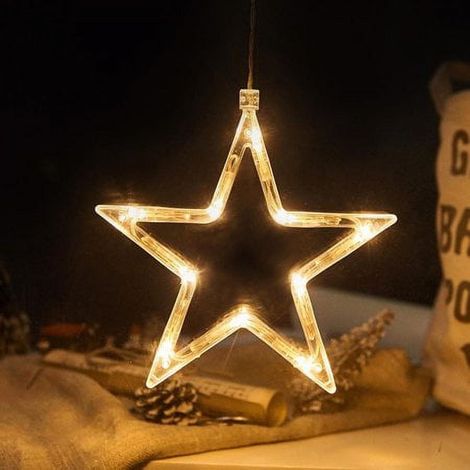 Guirlande Lumineuse Décoratif Fenêtre Noël - Étoile En Plastique Avec LED - Alimentée Par Piles AAA - Pour Intérieur Extérieur Chambre Fête Mariage - 1 Pièce (1/5)
