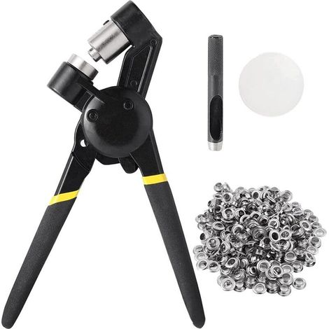 3/8 Inch Eyelet Tool Kit, Hand Punch Pliers - Manual Eyelet Machine Type with 500 Eyelets (1/5)