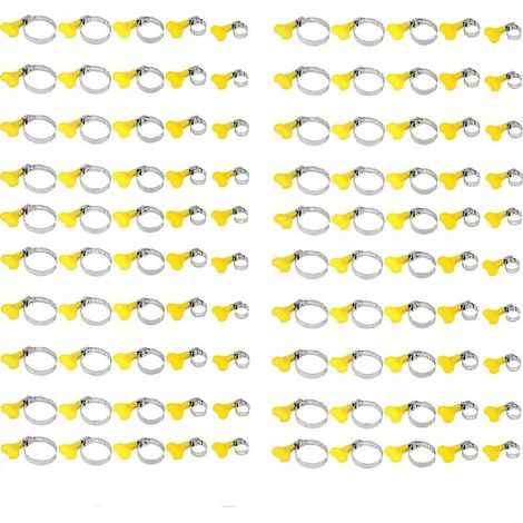 100pcs Colliers de Serrage,Tuyau Clips Réglable, Collier Durite Métallique, Tube Clips Inox, Colliers de Serrage de Différentes Tailles, Pince Collier de Serrage pour Fixation de Tuyau(13-19mm, 19-29m (1/5)