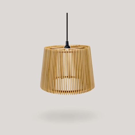 Hängelampe außen Holz E27 IP44 rund Ø 39 cm Modern Pendelleuchte Garten Außenleuchte Terrasse Beleuchtung (1/5)