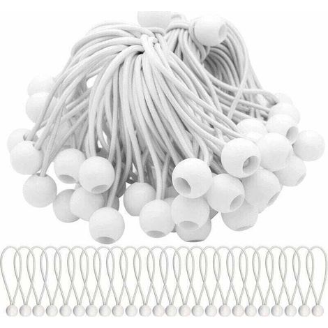 Lot de 40 Tendeur Elastique Cordons Élastiques avec Boules Sandow Elastique Boules Elastiques pour chapiteaux, tentes, bannières et bâches