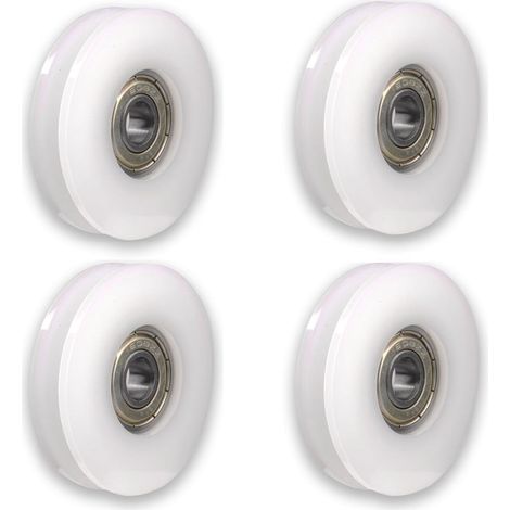 Quatre roues en nylon rainuré, roulettes pour meubles, adaptées aux portes coulissantes, barres d'angle et tiroirs, 8x30x10 mm. (1/5)
