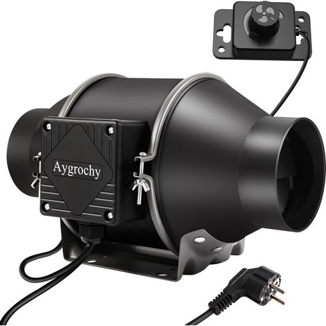 100mm Extracteur d'Air Réglable 363 m³/h,Ventilateur d'extraction Moteur avec Contrôleur de Vitesse Variable Pour VMC Salle de Bain, Cuisine,Garage,tentes de culture,ventilation. (1/5)