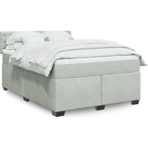 Boxspringbett mit Matratze Hellgrau 160x200 cm Samt