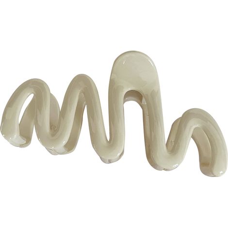 Pince à cheveux ondulée, pince à cheveux ondulée à griffes, pince à cheveux à fixation forte, accessoire pince à cheveux, blanc cassé (1/5)