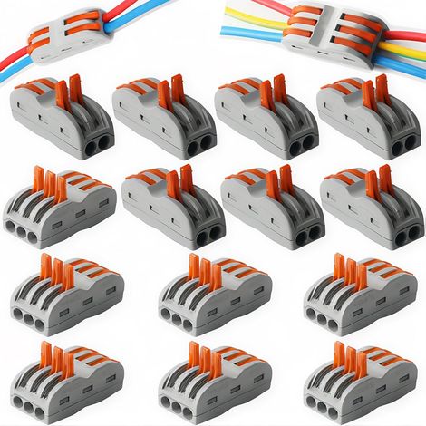 Bornes de Connexion, Connecteurs de fil compacts, Connecteur electrique rapide, Connecteurs de borne bout à bout (7pcs SPL-2 + 7pcs SPL-3) (1/5)