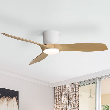Ventilateur de plafond plat de 52 pouces avec télécommande,3 pales ABS,moteur DC réversible,fonctionnement très silencieux et éclairage LED dimmable. (1/5)